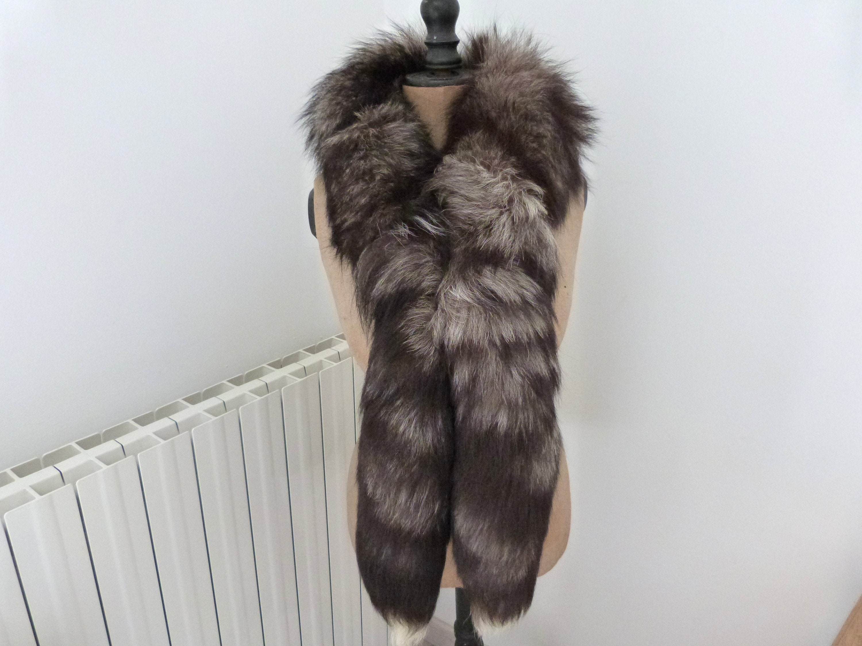 Silver Fox Vintage Fox Fur Stole Antique Silver Fox Fur Pelt Scarf