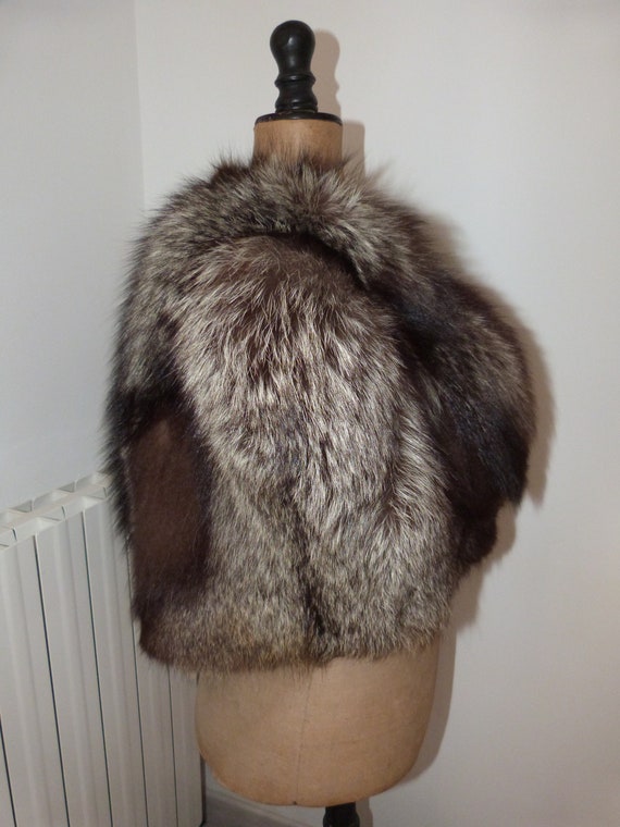 Antique silver fox fur pelt cape cope wrap stole … - image 3