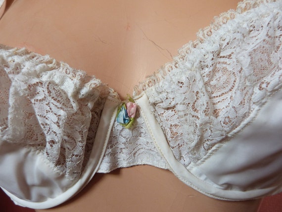 Vintage French white wedding boned bra brassiere … - image 2