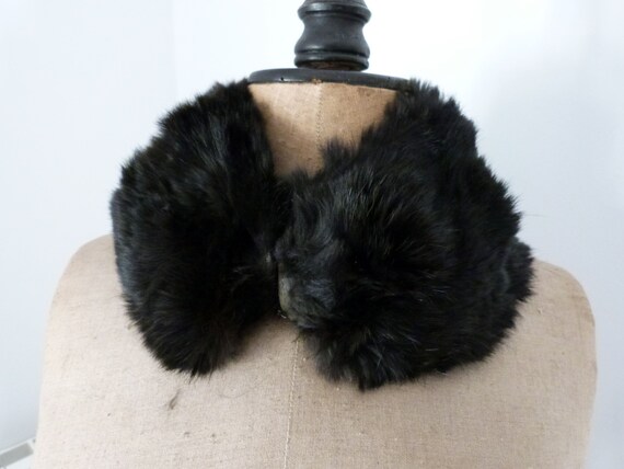 Antique black mink fur neck collar scarf shawl wr… - image 2