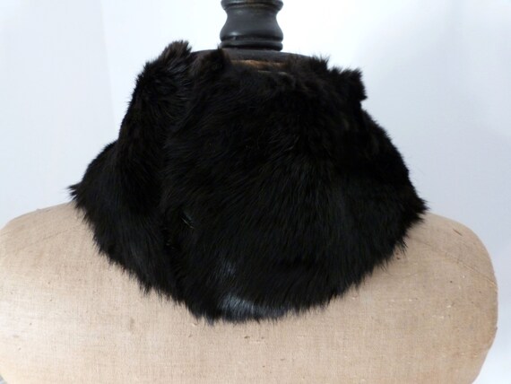 Antique black mink fur neck collar scarf shawl wr… - image 4