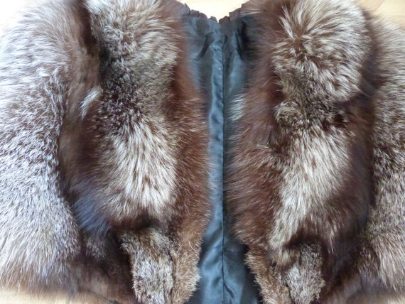 Antique silver fox fur pelt cape cope wrap stole … - image 10