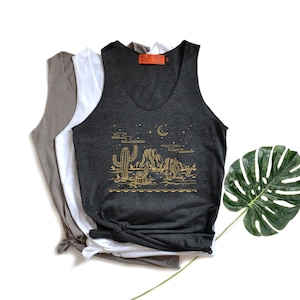 Desert Mountain Tank Top: Unisex Adventure Graphic Tee