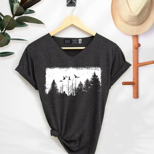 Forest Graphic V-Neck T-Shirt: Hiking Adventure Shirt