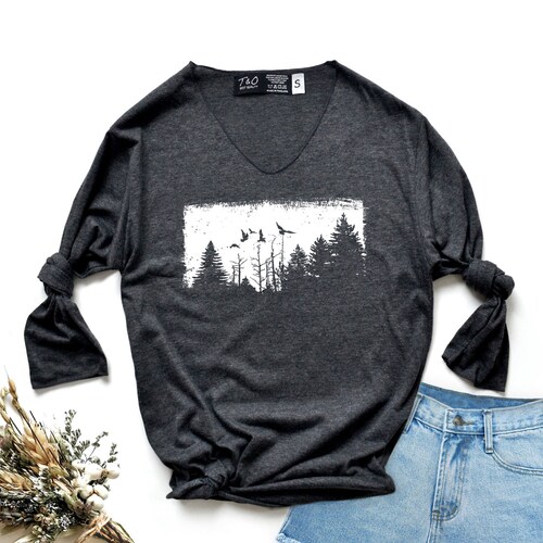 Forest Shirt Camping Shirt Adventure T-Shirt Long Sleeve High Quality Graphic T-Shirts Unisex