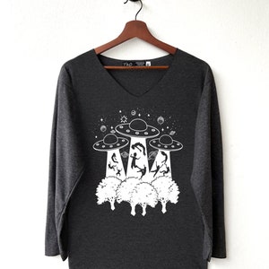 UFO Abduction Long Sleeve T-Shirt: Alien Graphic Tee