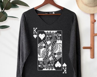 Poker cards Shirt playing cards Shirt king card T-Shirt Long Sleeve High Quality Graphic T-Shirts Unisex