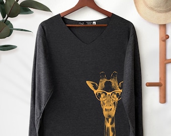 Giraffe graphic Shirt Giraffe T-Shirt Long Sleeve High Quality Graphic T-Shirts Unisex