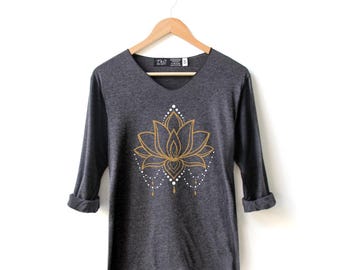 Lotus Flower Graphic T-Shirt: Long Sleeve Unisex Tee
