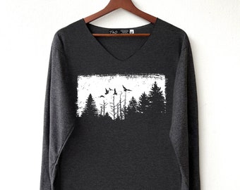 Forest Shirt Camping Shirt Adventure T-Shirt Long Sleeve High Quality Graphic T-Shirts Unisex