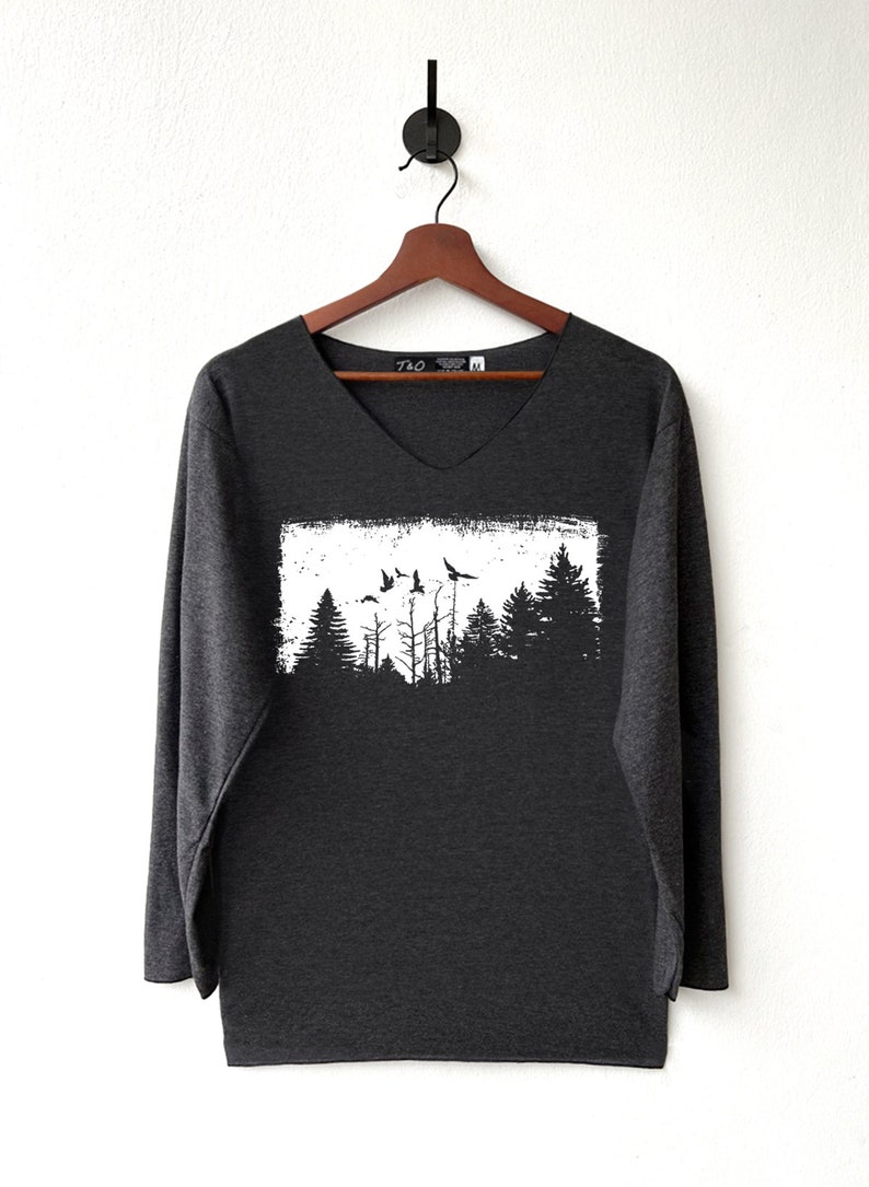 Forest Shirt Camping Shirt Adventure T-Shirt Long Sleeve High Quality Graphic T-Shirts Unisex image 1