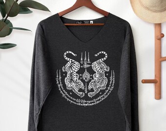 Tiger talisman Shirt yuntra thai Shirt talisman graphic T-Shirt Long Sleeve High Quality Graphic T-Shirts Unisex