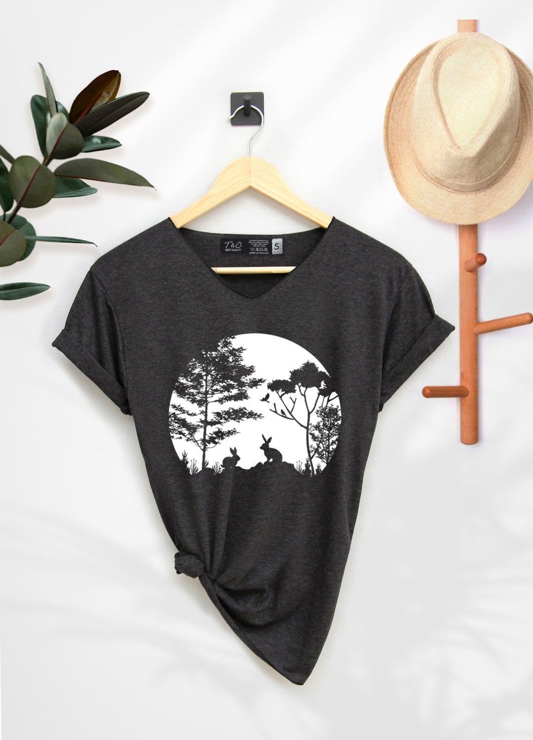 Rabbits in the Moon Shirt Rabbit Shirt Moon Night T-shirt High Quality ...