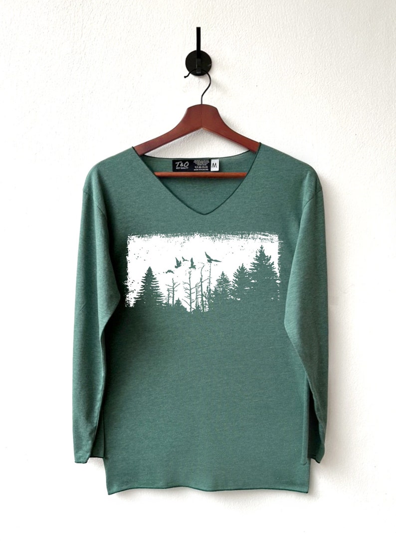 Forest Shirt Camping Shirt Adventure T-Shirt Long Sleeve High Quality Graphic T-Shirts Unisex image 2