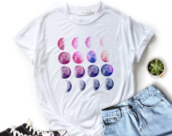 Moon phase Shirt phases space Shirt Moon T-Shirt high quality super soft Graphic T-Shirts