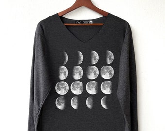 Moon Phase Shirt Moon Shirt Moon night T-Shirt Long Sleeve High Quality Graphic T-Shirts Unisex