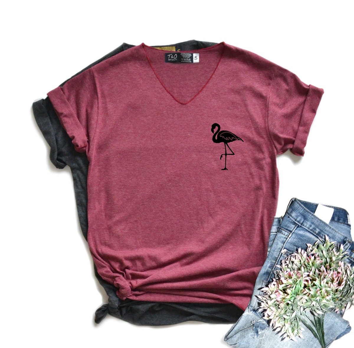 Mini flamingo pocket Shirt bird T-Shirt High Quality Graphic | Etsy