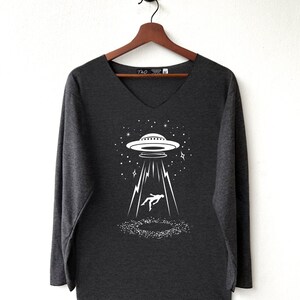 UFO Abduction Shirt Alien Shirt Alien Abduction T-Shirt Lange mouw Grafische T-Shirts Unisex