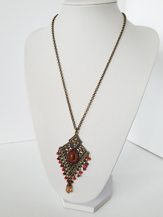 Bronze Sweater Necklace,