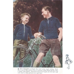 1940&#39;s Cycling Tops, Knitting Pattern for Cyclists and Lovers of Vintage Style, PDF Instant Download, 2 Styles Of Jersey Tops Men