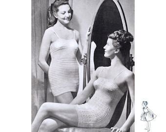 1940's Underwear, PDF Pattern, Hand Knitted Slips and Vests for Women, Forties Lingerie Knitting Pattern