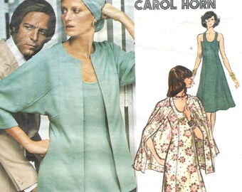 Vintage Vogue Pattern Carol Horn 1032 | 1970's Dress In 2 Lengths Mid Knee and Maxi Dress And Jacket | Vogue Americana Sewing Pattern