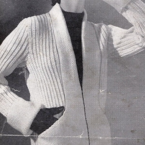 1950s Bestway A2788 Pattern Woman&#39;s Tuxedo Jacket / Knitted Cardigan, PDF Instant Download Vintage Knitting Pattern