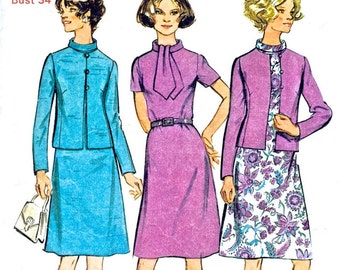 Original Vintage 1970's Dress and Jacket, Sewing Pattern, Simplicity 5394, Bust 34"
