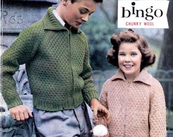 1950s Knitted Jacket Cardigan Windjammer INSTANT Download of a Vintage Knitting Pattern / Boys Girls Pattern / Penelope Pattern 1869