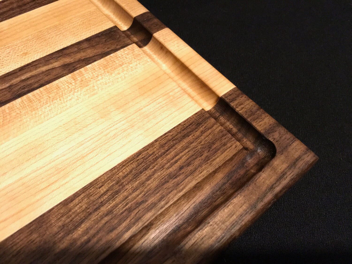 Maple and Walnut Wood Cutting Board with Juice Groove Custom Cutting