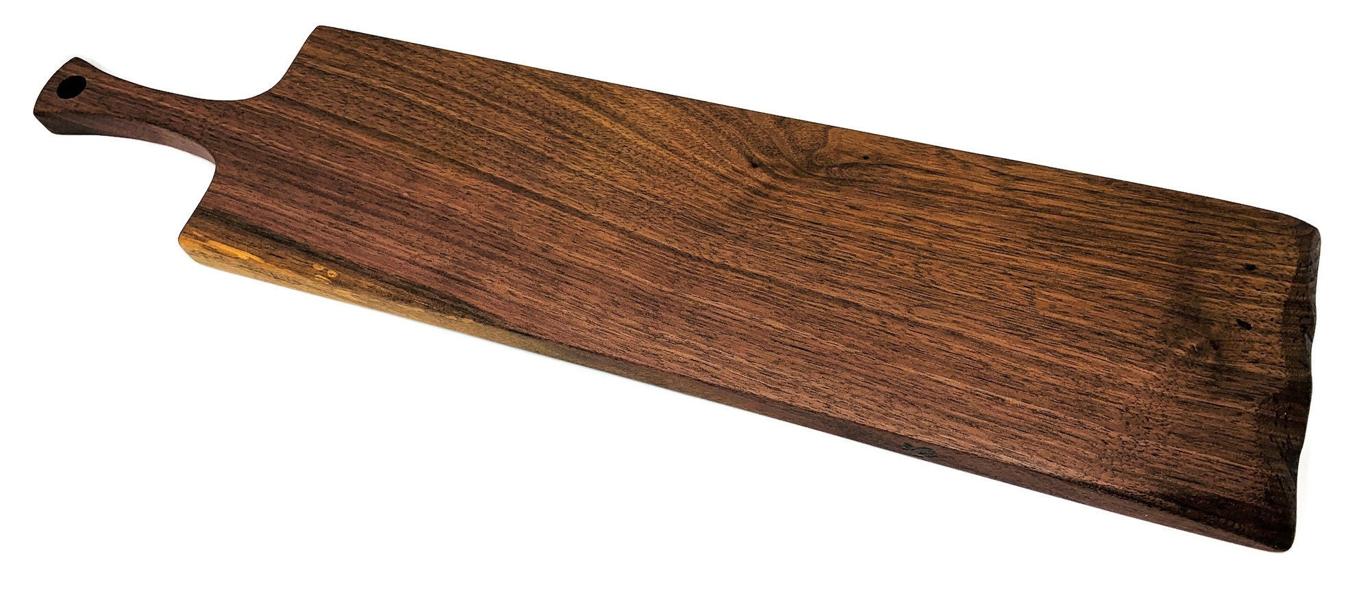 Live Edge Wood Bread Board with Handle (12 x 20) Paddle Style