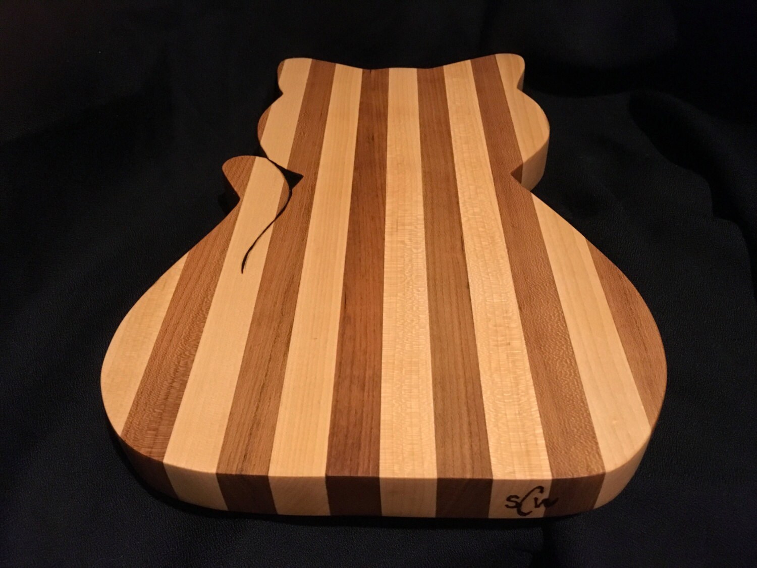 Cat Shaped Wood Cutting Board - Cherry and Maple Custom Cutting Board