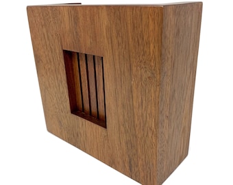 Mid Century Modern Doorbell Chime Cover, MCM Walnut Wood Doorbell Box, Slatted Wall Chime Hider