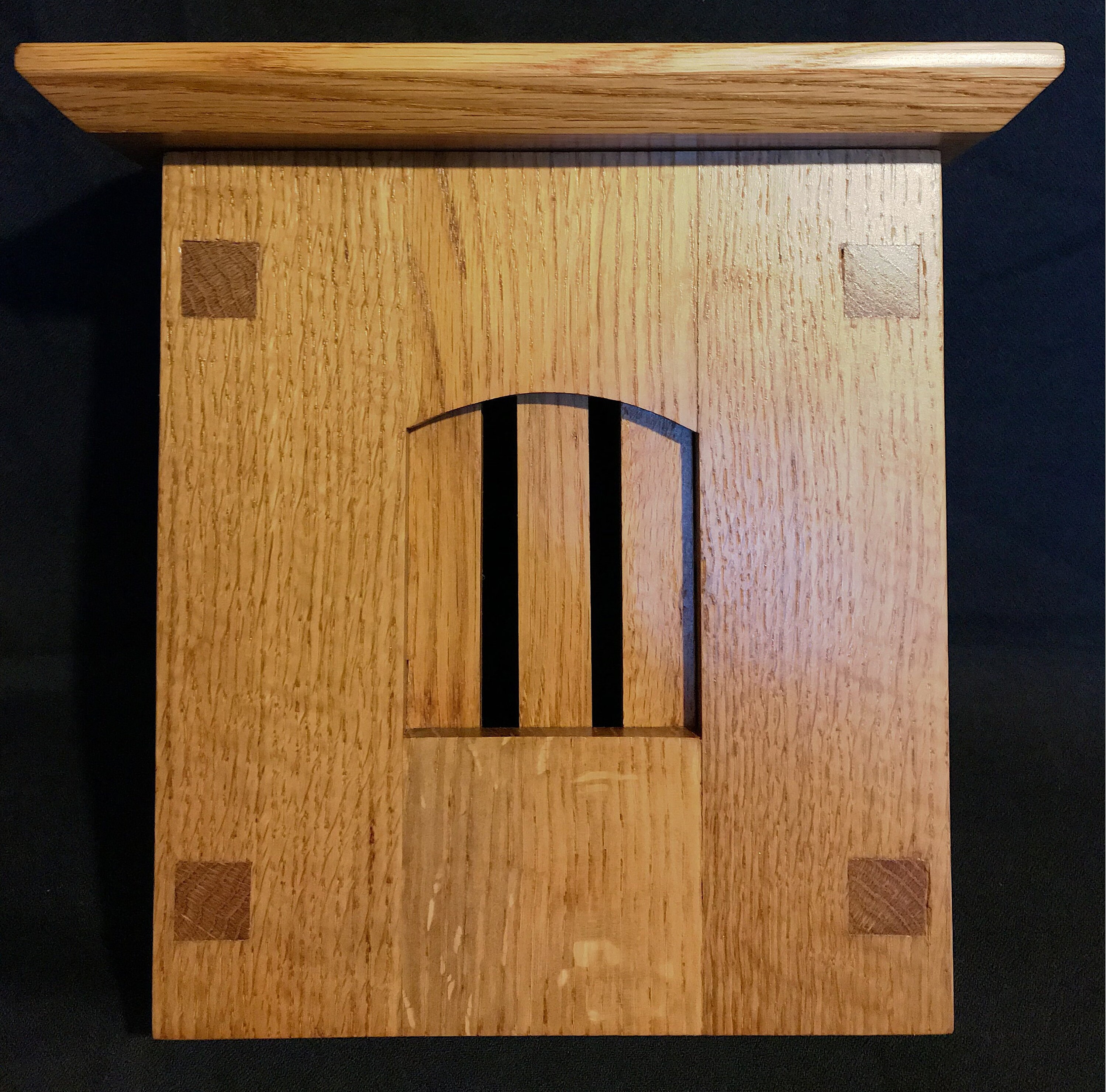 Craftsman Style Wood Doorbell Chime Cover (Quartersawn Oak) with Top