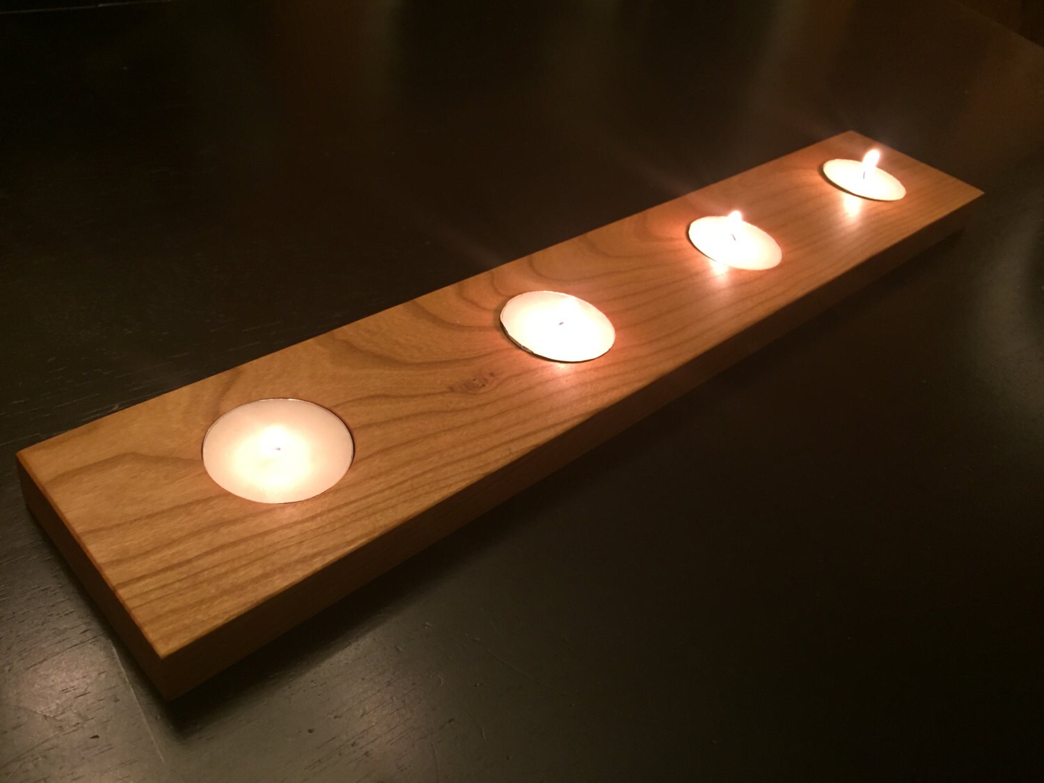 Cherry Wood Tea Light Holder Candle Holder Mantle Candle Holder