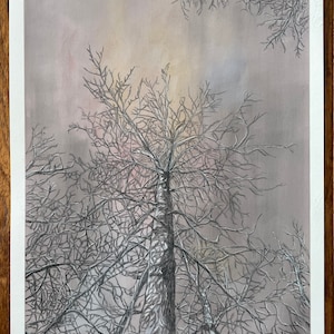 Trees in the dusk sky pastel art on 9x12 Colourfix paper