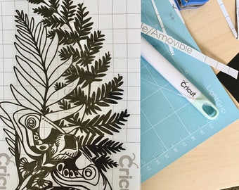 Moth and Ferns Decal