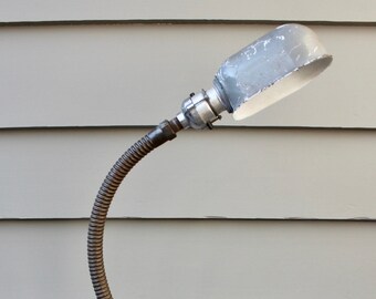 vintage 30's - 40's -Benjamin- Bronze adjustable base gooseneck bench lamp. Industrial electric light. Possibly Naval surplus