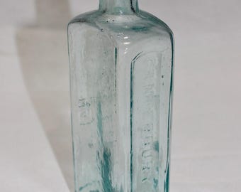 antique 1870's -No. 1 / Shaker Syrup - Classic medicine bottle from -Canterbury, N.H.-  Aqua. Applied top - Smooth base. Attic MINT