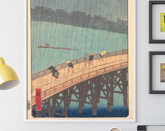 Unleash the beauty of Japan with our stunning Utagawa Hiroshige 'Sudden Shower' poster print, An art gift for any lover of Japanese culture!