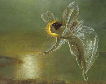 John Atkinson Grimshaw - Spirit of the Night (1879) - Painting Photo Poster Print Art Gift Home Wall Decor #CLOSEXP Fairy Wings Magic Pixie