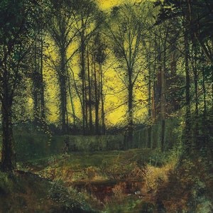 John Atkinson Grimshaw - Golden Glory (1882) - Classic Painting Photo Poster Print Art Gift Home Wall Decor #CLOSEXP Forest Nature Trees
