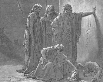 Gustave Dore - Jesus Companions Find Jezebel's Remains (1866) - Classic Drawing Photo Poster Print Art Gift Home Mature