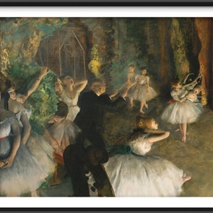 エドガー・ドガ - 舞台上のバレエのリハーサル（1874年） - クラシック絵画写真ポスタープリントアートギフトホームウォールデコ - バレエ #ATTEMPT2