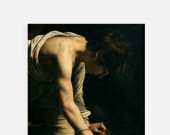 Caravaggio - David and Goliath (1600) - Classic Painting Photo Poster Print Art Gift Home Wall Decor - Killing Mature