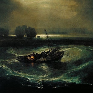 William Turner - Pêcheurs en mer (1796) - Peinture Photo Poster Print Art Gift - J. M. W. Turner Joseph Mallord, Night Fishing #CLOSEXP