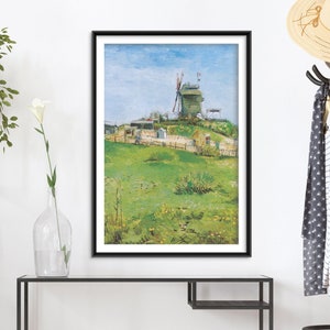 Vincent Van Gogh - Le Moulin de la Galette (1887) - Art Print Painting Poster Wall Decor - Goff Windmill