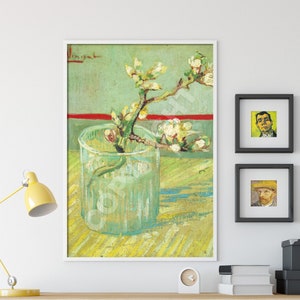 Vincent Van Gogh - Blossoming Almond Branch in a Glass (1888) - Art Print Painting Poster Gift Photo Quote Wall Home Decor Water Flowers