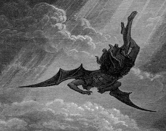 Gustave Dore - Satan Descends upon Earth / Paradise Lost (1866) - Classic Drawing Photo Poster Print Art Gift Home - Devil Old Nick #CLOSEXP
