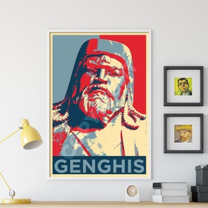 Genghis Khan Original Art Print - Photo Poster Gift Mongol Empire Wall Decor Hope Portrait Dictator Conqueror Mongolian Hero Icon